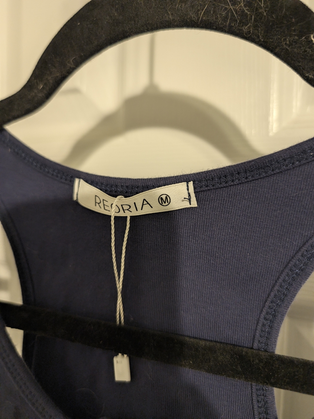 ReoRia Navy Ribbed Button-Front Racerback Bodysuit - Picture 3 of 4